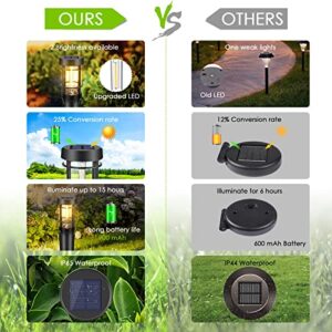 ZWOOS 4-Pack Solar Pathway Lights, Light Up Whole Night (Max. 15h), LED Solar Outdoor Lights for Garden, Driveway, Yard, Lawn, IP65 Waterproof (Warm White)