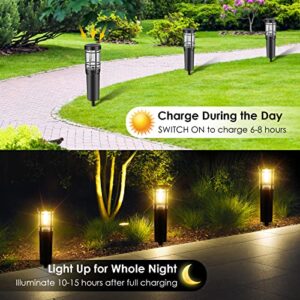 ZWOOS 4-Pack Solar Pathway Lights, Light Up Whole Night (Max. 15h), LED Solar Outdoor Lights for Garden, Driveway, Yard, Lawn, IP65 Waterproof (Warm White)