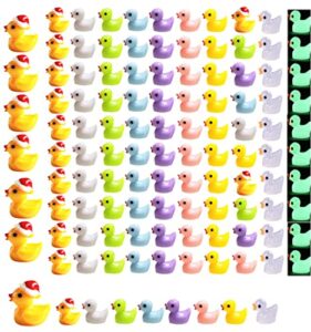 honiweer fairy garden accessories mini ducks, 8 colors miniature figures micro fairy garden landscape aquarium dollhouse ornament potted plants decoration diy for christmas accessories (96 pieces)