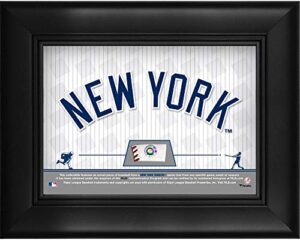 new york yankees framed 5″ x 7″ retro style team collage with a piece of game-used baseball – mlb game used baseball collages