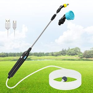 sideking battery powered sprayer wand, 23.6″ telescopic wand with 10ft hose for gardening (3 nozzles)