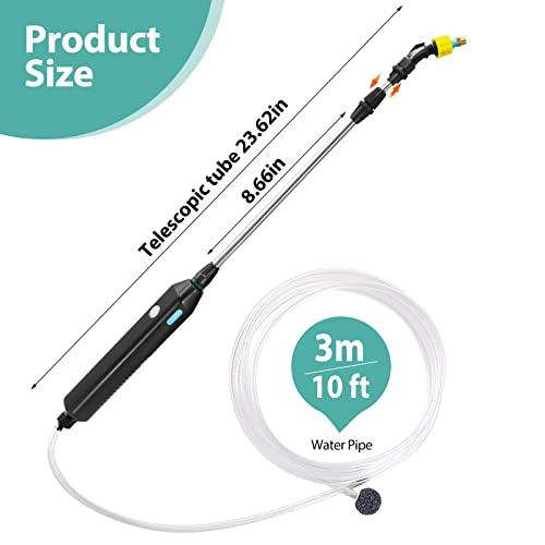 SideKing Battery Powered Sprayer Wand, 23.6" Telescopic Wand with 10FT Hose for Gardening (3 Nozzles)