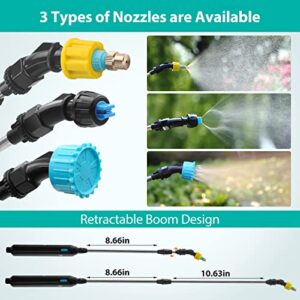 SideKing Battery Powered Sprayer Wand, 23.6" Telescopic Wand with 10FT Hose for Gardening (3 Nozzles)