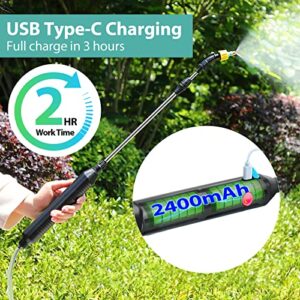 SideKing Battery Powered Sprayer Wand, 23.6" Telescopic Wand with 10FT Hose for Gardening (3 Nozzles)