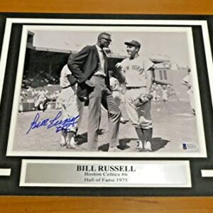 Bill Russell Basketball HOF Signed 8x10 Photo Matted w/Beckett Sticker No Card