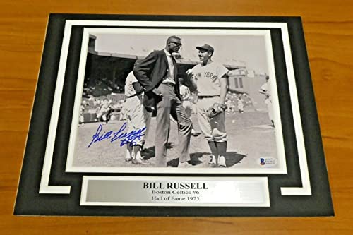 Bill Russell Basketball HOF Signed 8x10 Photo Matted w/Beckett Sticker No Card