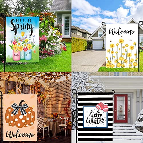 Seasonal Garden Flags Set of 12 Double Sided 12 x 18 Inch Yard Flags,small garden flags for outside, Christmas Spring Seasonal Flags for Outdoor Decorations,Holiday Garden Flags for All Seasons