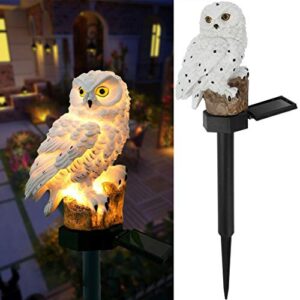 DSDecor Garden Solar Lights Outdoor Decorative Resin Owl Solar LED Lights with Stake for Garden Lawn Pathway Yard Decortions