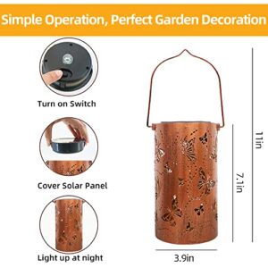 Solar Lanterns Outdoor Hanging Lantern Lights, Butterfly Outdoo Decor Lantern, Waterproof LED Decorative Garden Light Delicate Garden Decoration for Patio, Yard, Pathway, Landscape