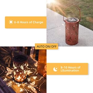 Solar Lanterns Outdoor Hanging Lantern Lights, Butterfly Outdoo Decor Lantern, Waterproof LED Decorative Garden Light Delicate Garden Decoration for Patio, Yard, Pathway, Landscape