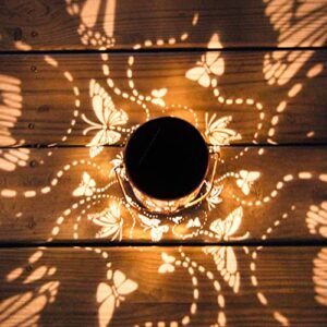 Solar Lanterns Outdoor Hanging Lantern Lights, Butterfly Outdoo Decor Lantern, Waterproof LED Decorative Garden Light Delicate Garden Decoration for Patio, Yard, Pathway, Landscape