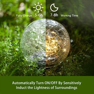 Darkdec Globe Solar Lights Outdoor Decorative - 2 Pack Cracked Glass Ball Lights 4.73" In-Ground Lights with 30 LEDs Waterproof for Garden Pathway Party Decoration