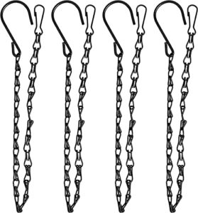 xdw-gifts 4 pack 25.5 inch hanging chain with hooks for hanging bird feeders, birdbaths, planters, lanterns, wind chimes, baskets, billboards, decorative ornaments, outdoor indoor use (black)