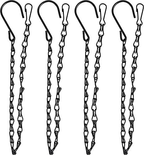 XDW-GIFTS 4 Pack 25.5 Inch Hanging Chain with Hooks for Hanging Bird Feeders, Birdbaths, Planters, Lanterns, Wind Chimes, Baskets, Billboards, Decorative Ornaments, Outdoor Indoor Use (Black)