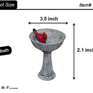 G & F Products MiniGardenn 10027 Fairy Garden Polyresin Miniature, Cardinal Birdbath Pick