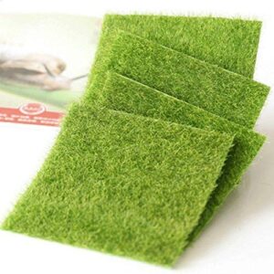 shindel fairy artificial grass, miniature fake garden grass for crafts, ornament garden dollhouse diy decoration, 6”x 6”, 4 pcs