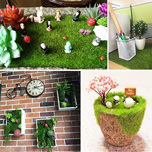 Shindel Fairy Artificial Grass, Miniature Fake Garden Grass for Crafts, Ornament Garden Dollhouse DIY Decoration, 6''x 6'', 4 PCS