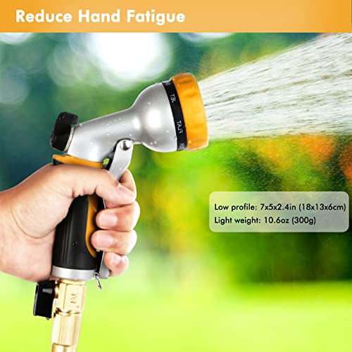 RESTMO Garden Hose Nozzle, Heavy Duty Metal Water Hose Nozzle with 7 Adjustable Spray Patterns, High Pressure Hand Sprayer with Flow Control, Best for Watering Plant & Lawn, Washing Car & Pet, Yellow