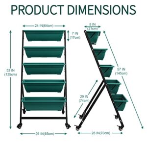 EDOSTORY 4.5 FT Height Vertical Garden Planter Removable Pale Green Raised Bed Box with 5 Container Boxes,Digging Claw Gloves,Trowel,Purning Shears for Outdoor Vegetables Flowers