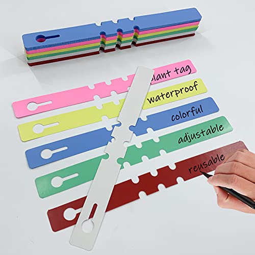 Mziart 120Pcs 6 Colors Plastic Plant Labels Wrap Around Tree Tags Markers, Adjustable Nursery Garden Labels Plant Tags with Large Writing Surface