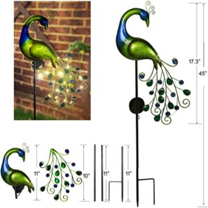 Solar Garden Lights Metal Decorative Garden Stakes Waterproof Peacock Solar Stake Light for Outdoor Patio Yard Pathway