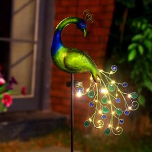 Solar Garden Lights Metal Decorative Garden Stakes Waterproof Peacock Solar Stake Light for Outdoor Patio Yard Pathway