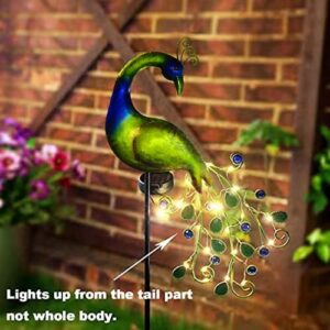 Solar Garden Lights Metal Decorative Garden Stakes Waterproof Peacock Solar Stake Light for Outdoor Patio Yard Pathway