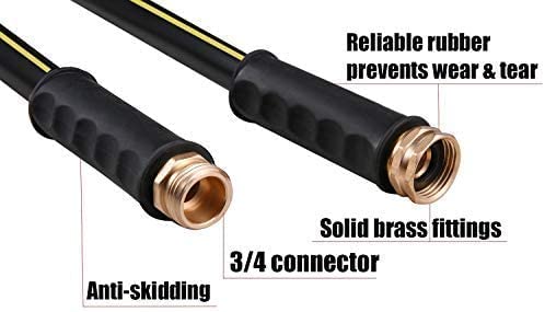 TOP DOG Rubber Garden Hose 30FT, No Kink Garden Water Hose With 7 Function Nozzle and Solid Brass Fittings Extra Strength Durable Gardening Flexible Hose for Garden/House/Car/Yard Washing