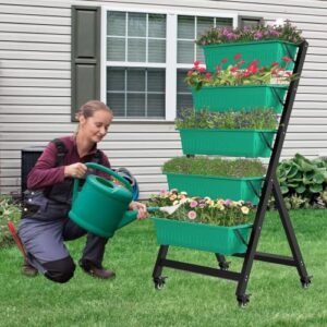 TOREVSIOR 5 Tiers Vertical Garden Bed, Vertical Garden Planter Indoor and Outdoor, Vertical Elevated Garden Bed Perfect for Vegetables Flowers Herbs