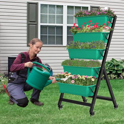 TOREVSIOR 5 Tiers Vertical Garden Bed, Vertical Garden Planter Indoor and Outdoor, Vertical Elevated Garden Bed Perfect for Vegetables Flowers Herbs