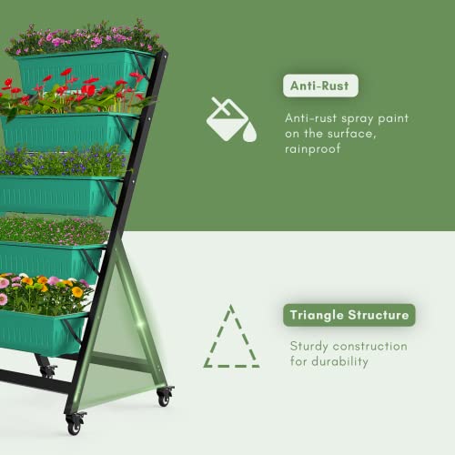 TOREVSIOR 5 Tiers Vertical Garden Bed, Vertical Garden Planter Indoor and Outdoor, Vertical Elevated Garden Bed Perfect for Vegetables Flowers Herbs