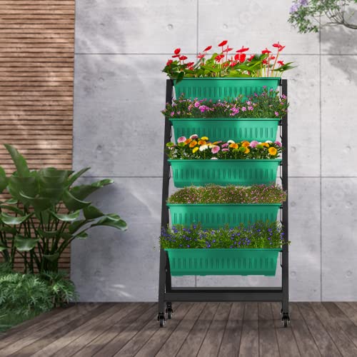 TOREVSIOR 5 Tiers Vertical Garden Bed, Vertical Garden Planter Indoor and Outdoor, Vertical Elevated Garden Bed Perfect for Vegetables Flowers Herbs