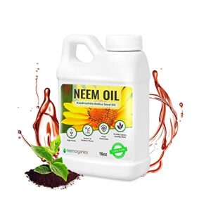 pure neem oil, neem oil for plants, cold-pressed azadiracthin neem oil concentrate for plants and irrigation, plant-based dormant oil spray for indoor and outdoor gardens, 16 oz – neem organics