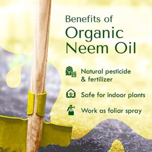 Pure Neem Oil, Neem Oil for Plants, Cold-Pressed Azadiracthin Neem Oil Concentrate for Plants and Irrigation, Plant-Based Dormant Oil Spray for Indoor and Outdoor Gardens, 16 oz - Neem Organics