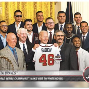 2022 Topps Now Atlanta Braves Brian Snitker President Biden #961-2021 World Series Champions visit the White House - baseball trading card- Shipped in Protective Screwdown Holder.