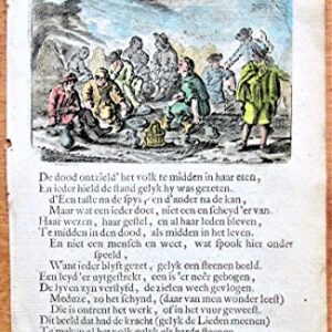 Antique Copperplate Miniature Engraving: BL125 from Ouderdom, Buyten Leven, en Hof Gedachten