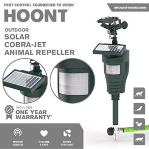 Hoont Cobra Animal Repeller | Outdoor Solar-Powered Motion-Activated Water Blaster with Powerful Jet Spray for Yard, Lawn & Garden | Scare Away Deer, Rabbits, Squirrels, Birds & Other Animals & Pests