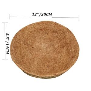 FDGARDEN 2PCS Round Replacement Coco Liner for Hanging Basket, 12 inch Coconut Fiber Plant Basket Liner for Garden Planter Flower Pot (12 inch Round)