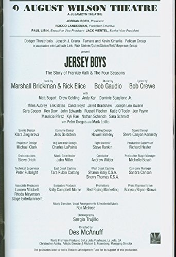 Jersey Boys, Broadway playbill + Matt Bogart, Andy Karl, Drew Gehling, Dominic Scaglione Jr., Miles Aubrey