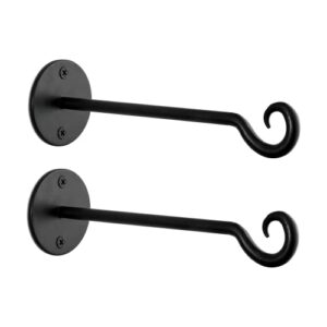 monarch abode wall mounted plant hooks, 7.5″ premium metal decorative hanging brackets for indoor & outdoor use, set of 2, black