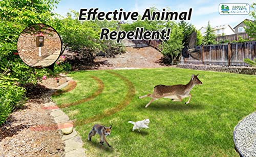 GARDEN SECRETS (2023 Version) Compact Solar Ultrasonic Animal Repellent. Skunk Raccoon Deer Coyote Cat Rat Mice etc Deterrent. Keep Pests Away from Your Property Within 2-4 Weeks. (Brown, 1 Unit)