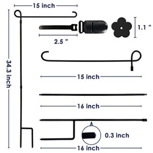 hogardeck Garden Flag Holder Stand, Thickened Pole Sturdy and Straight Premium Yard Flag Holder Weather-Proof Metal Flagpole with Stopper and Clip Fit for American Flag, Fall Garden Flag