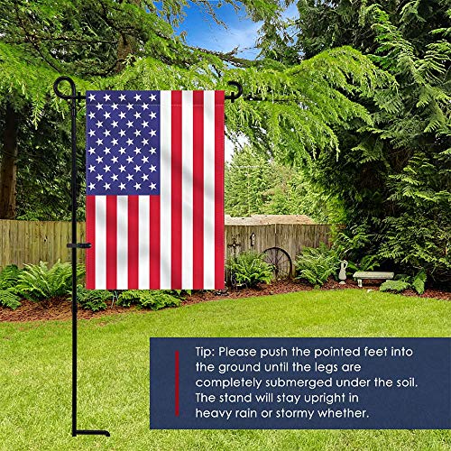 hogardeck Garden Flag Holder Stand, Thickened Pole Sturdy and Straight Premium Yard Flag Holder Weather-Proof Metal Flagpole with Stopper and Clip Fit for American Flag, Fall Garden Flag