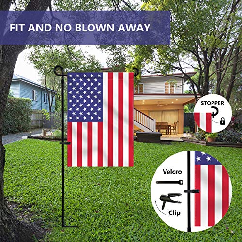 hogardeck Garden Flag Holder Stand, Thickened Pole Sturdy and Straight Premium Yard Flag Holder Weather-Proof Metal Flagpole with Stopper and Clip Fit for American Flag, Fall Garden Flag