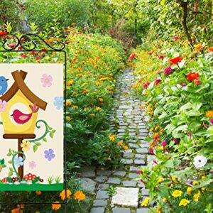 Hello Spring Flag,Spring Garden Flag Double Sided Welcome Burlap Seasonal House and Bird Spring House Flags 28x40 Inch Summer Yard Signs Outdoor Decor for Homes,Gardens,Patio or Lawn with 2 Grommets