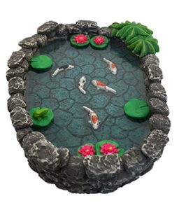 glitzglam koi miniature pond – koi pond for a fairy garden. a miniature pond for a miniature fairy garden and enchanted garden accessories