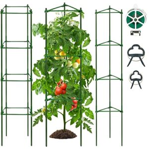cke 3 pack tomato cage – plant stakes and support with clips – upto 72 inches tall with 40 pcs clips + garden twist ties