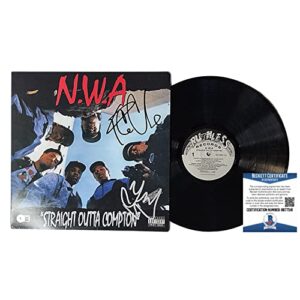 nwa signed straight outta compton vinyl record album beckett bas autographed ice cube and dj yella