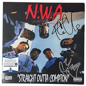 NWA Signed Straight Outta Compton Vinyl Record Album Beckett BAS Autographed Ice Cube and DJ Yella