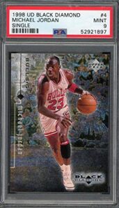 michael jordan 1998 upper deck black diamond basketball card #4 graded psa 9 mint